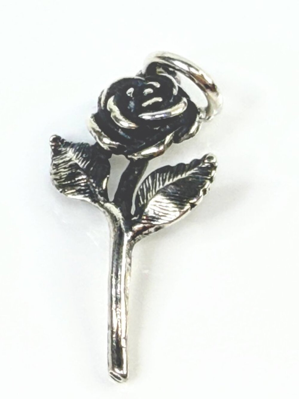 James Avery Sterling Silver Long Stem Rose Flower Charm Jewelry JR2133